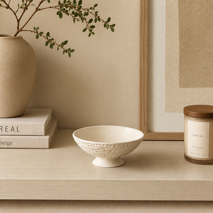 Bowl Decorativo Beige con Base Texturizada CASONA DECO decoración 