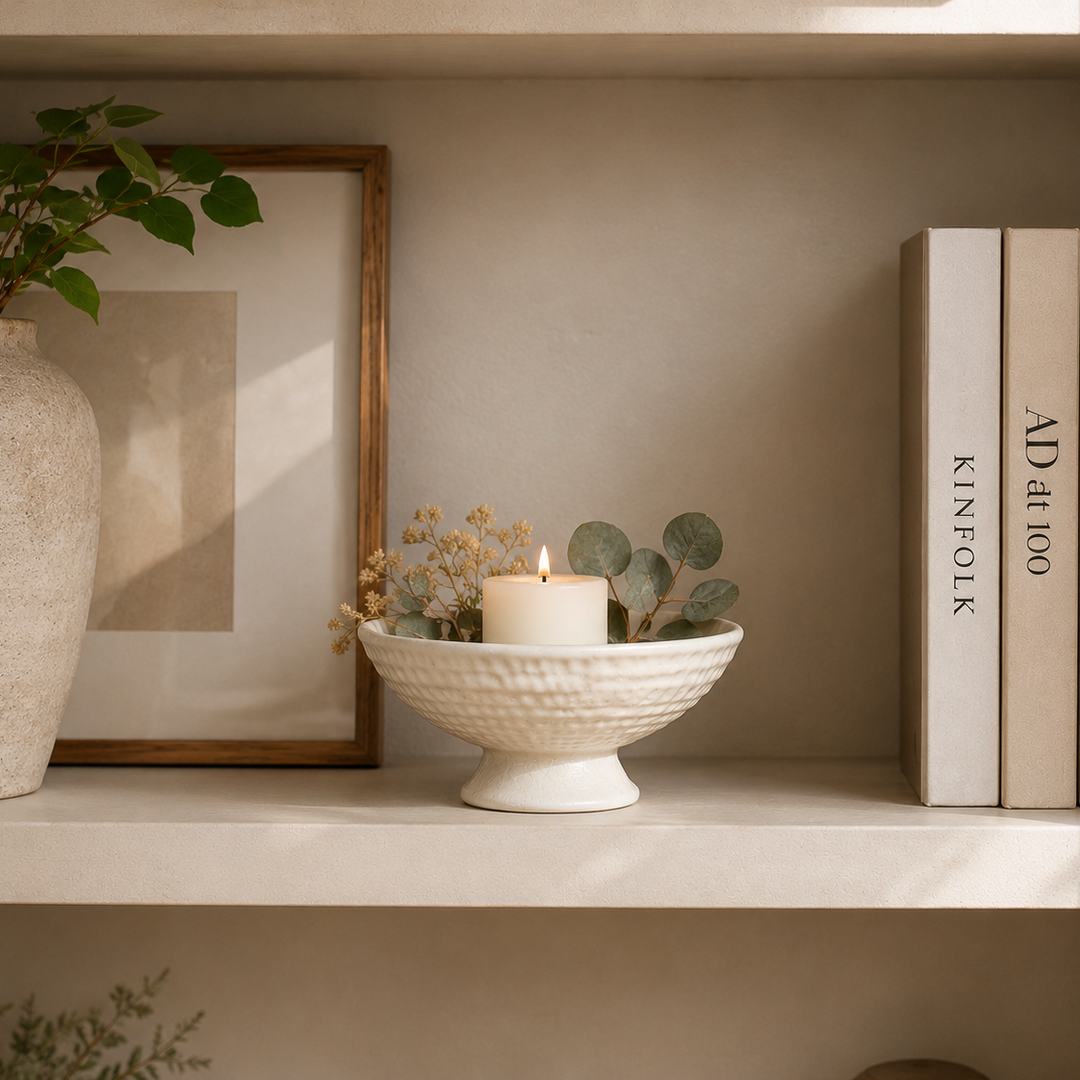 Bowl Decorativo Beige con Base Texturizada CASONA DECO 