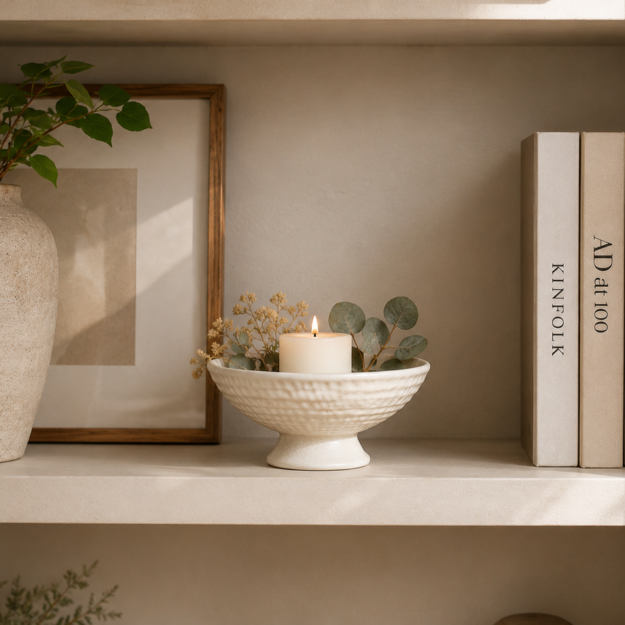 Bowl Decorativo Beige con Base Texturizada CASONA DECO 