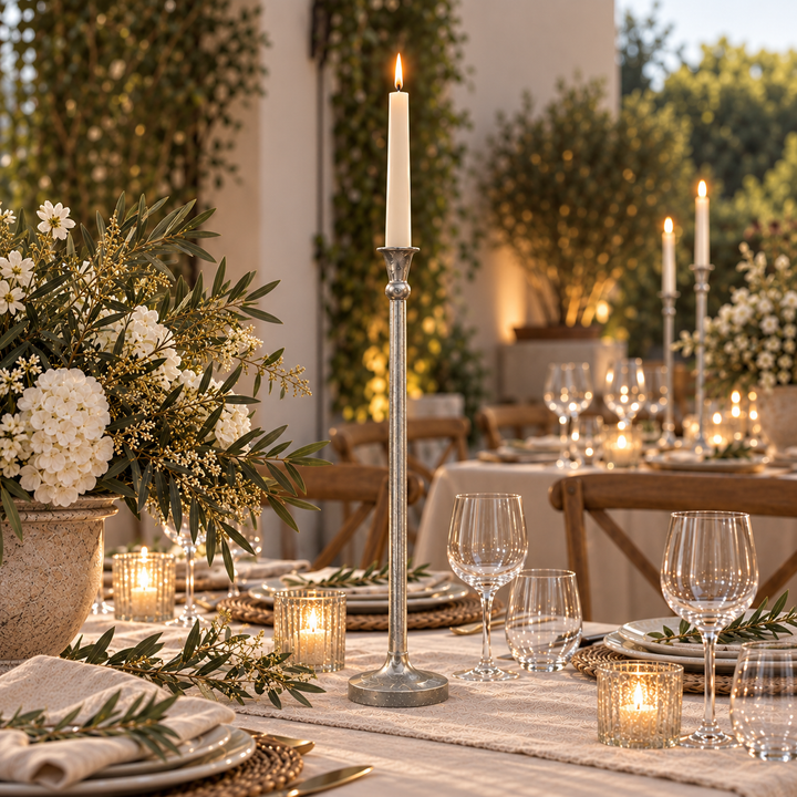 Candelabro Largo L Plateado CASONA DECO decoración 