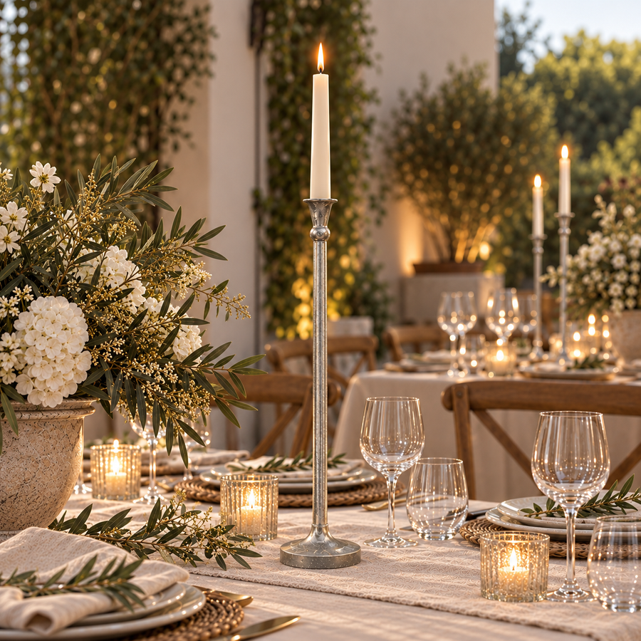 Candelabro Largo L Plateado CASONA DECO decoración 