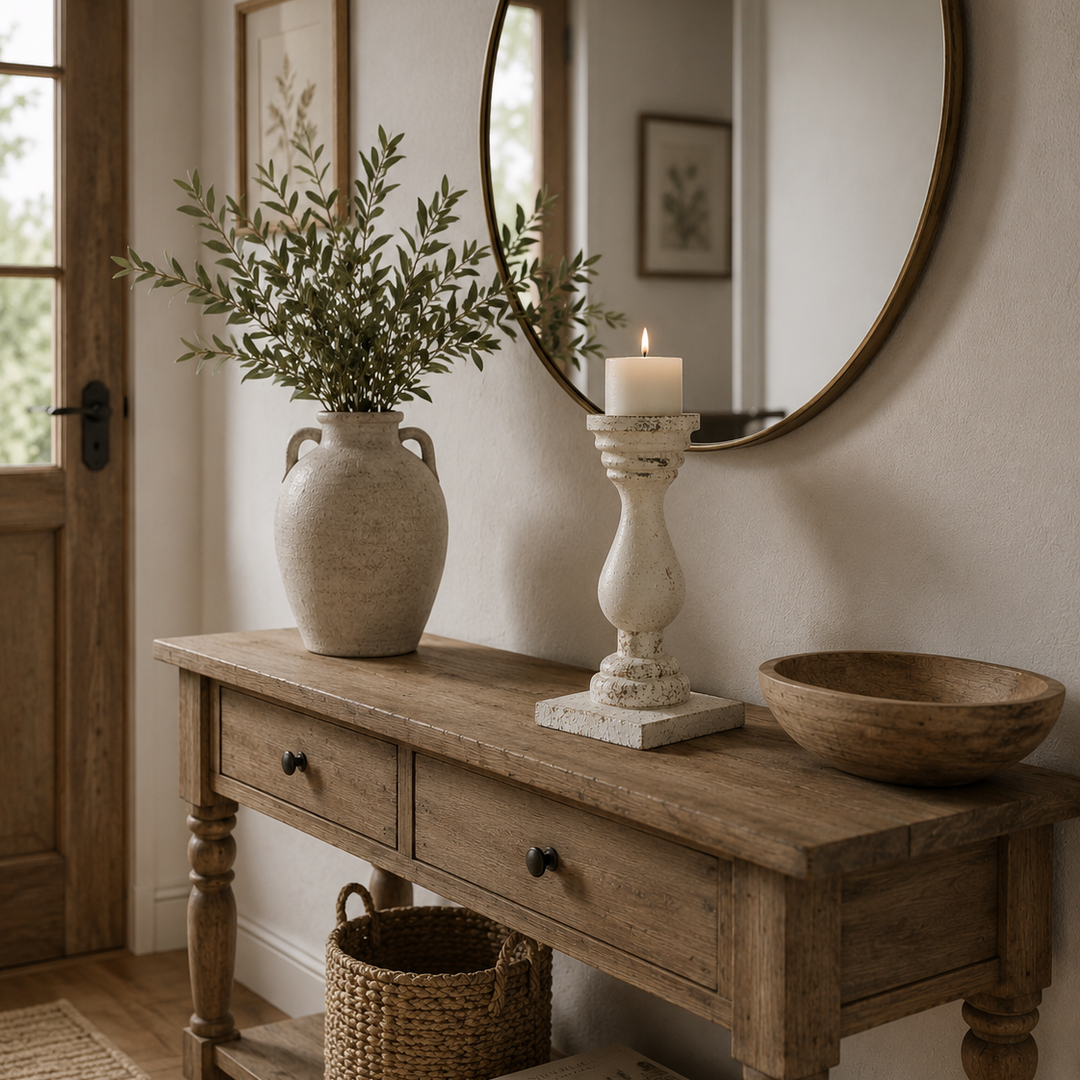 Candelabro blanco base cuadrada CASONA DECO