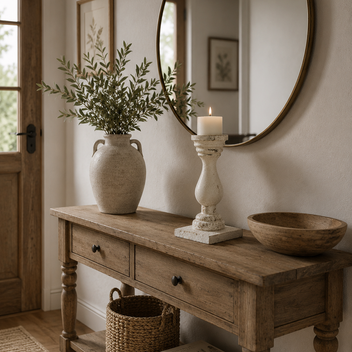 Candelabro blanco base cuadrada CASONA DECO