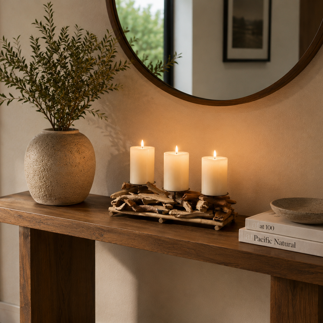 Candelabro de madera 3 velas CASONA DECO 