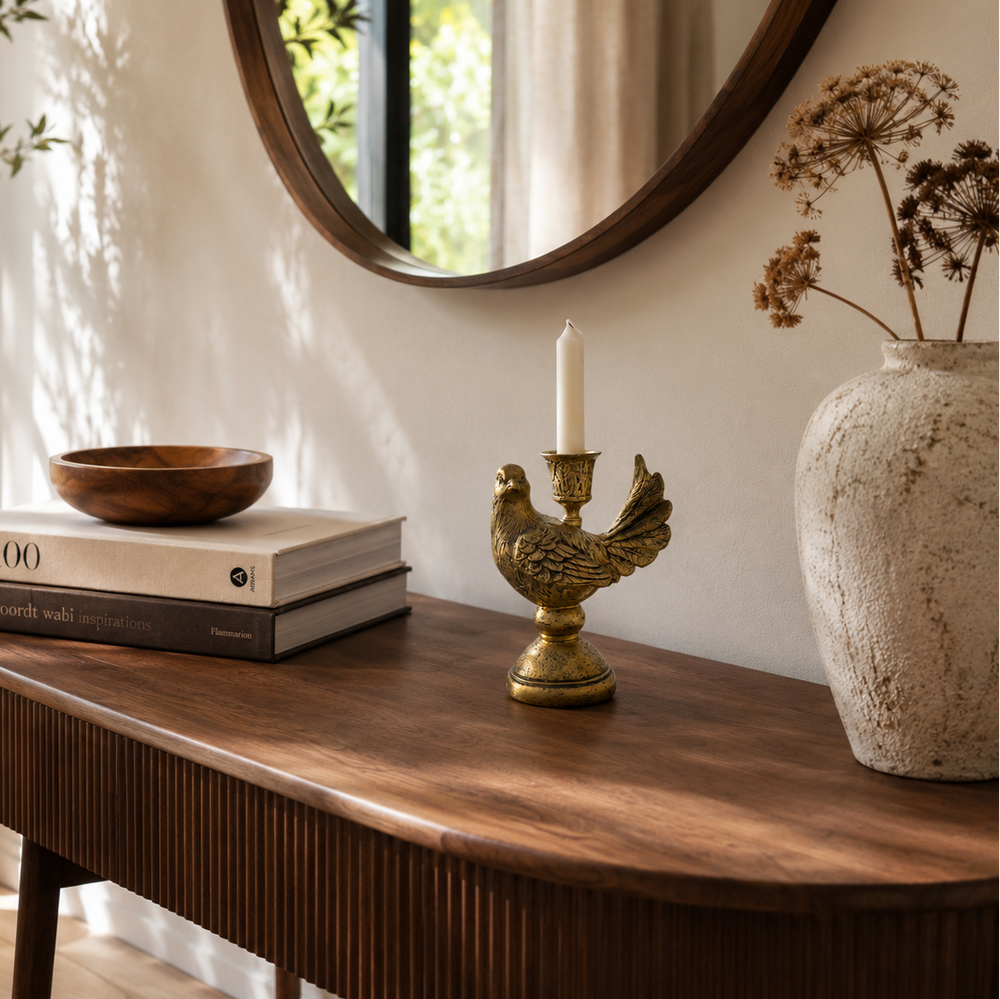 Candelabro pajarito dorado CASONA DECO decoración 
