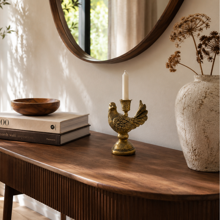 Candelabro pajarito dorado CASONA DECO decoración 