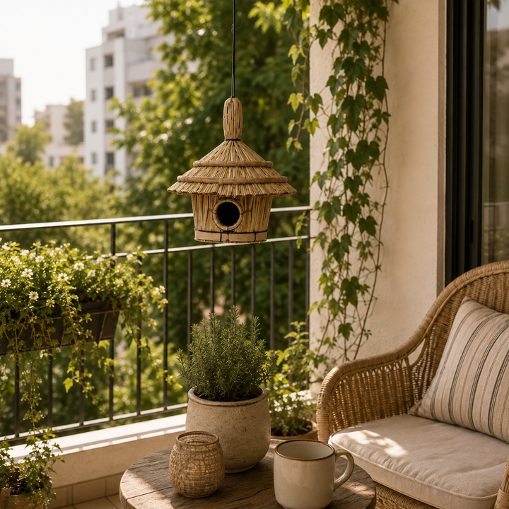Casa para pajarito de ratán