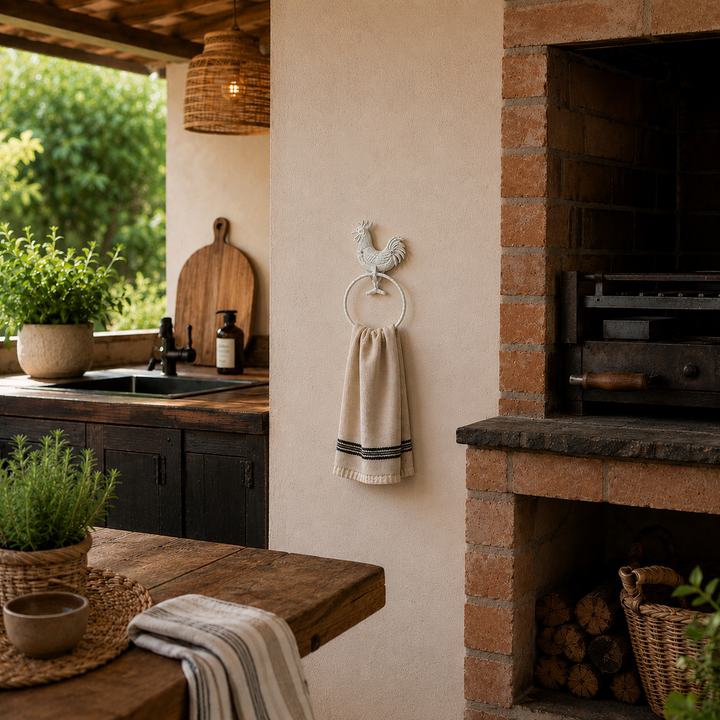Colgador gallo blanco de hierro CASONA DECO 