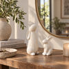 Dúo de conejos decorativos de cerámica