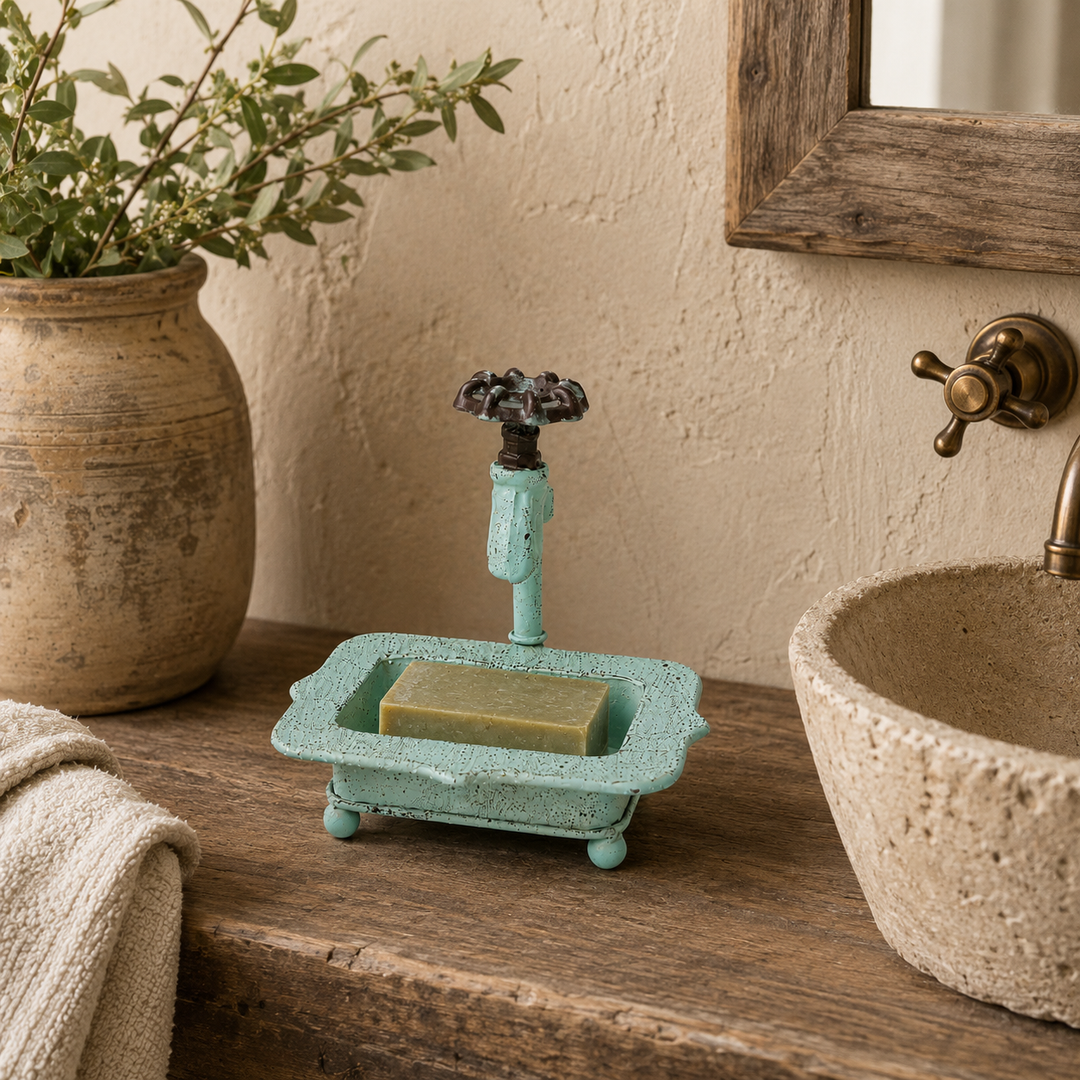 Jabonera de hierro con llave decorativa  CASONA DECO 