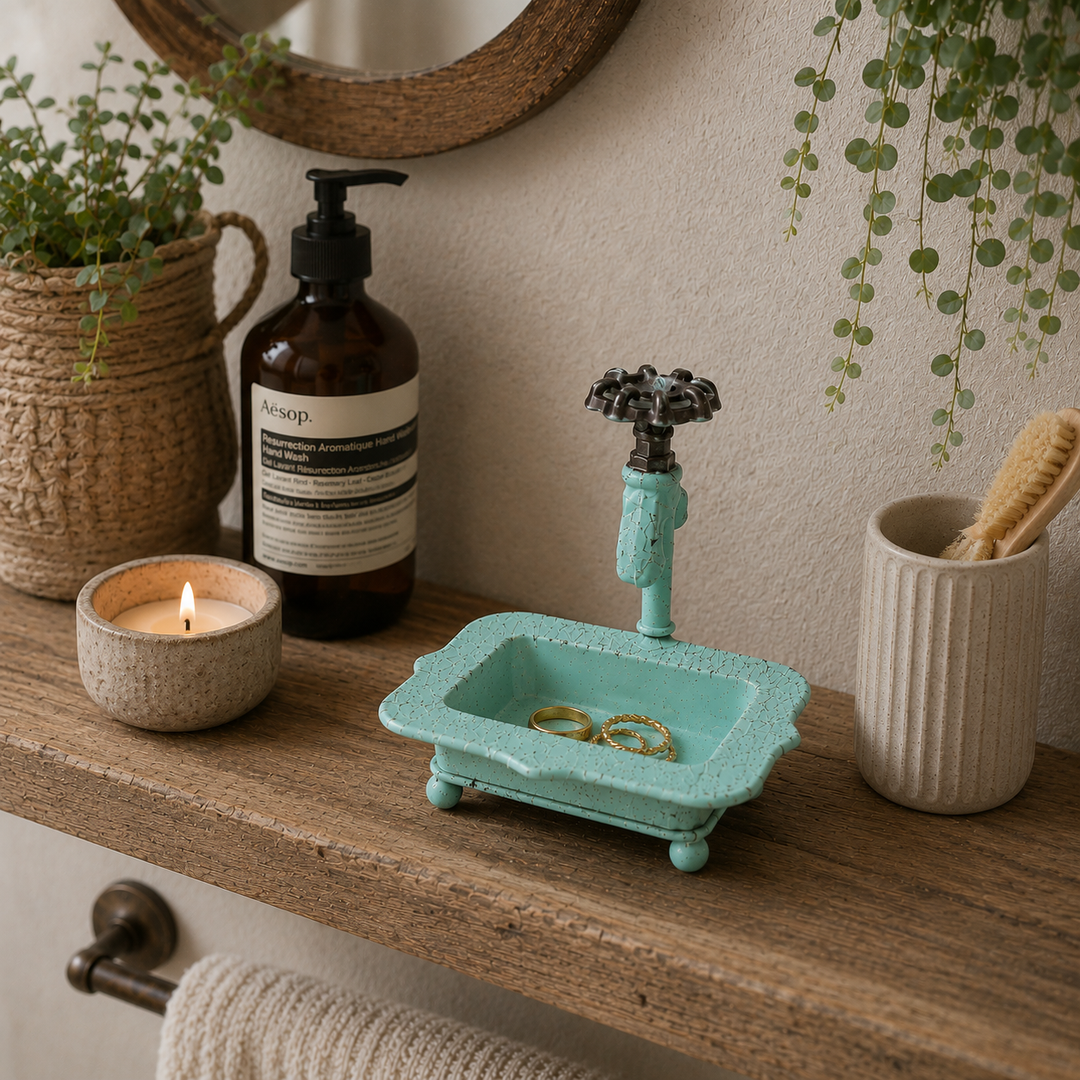 Jabonera de hierro con llave decorativa  CASONA DECO 