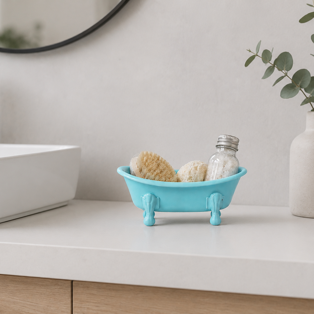 Jabonera forma de tina celeste CASONA DECO