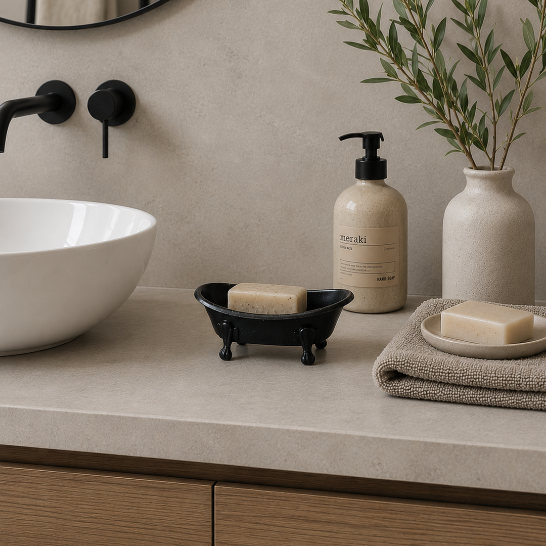 Jabonera forma de tina negra CASONA DECO 