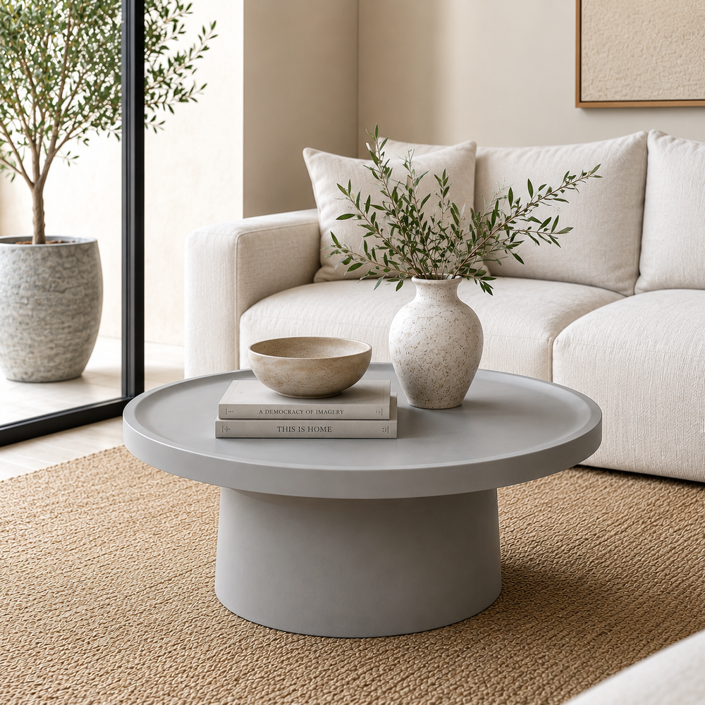 Mesa metálica redonda gris CASONA DECO decoración 