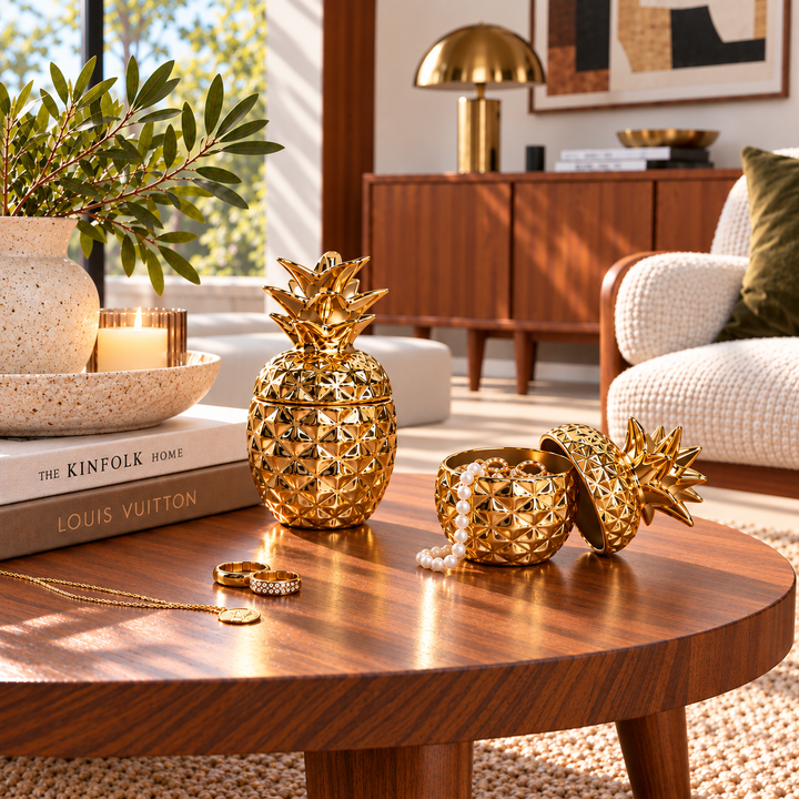 Piña Contenedor Dorada CASONA DECO