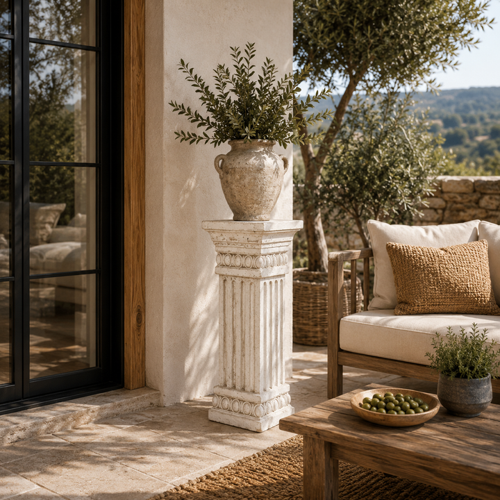 Pilar clásico blanco envejecido CASONA DECO