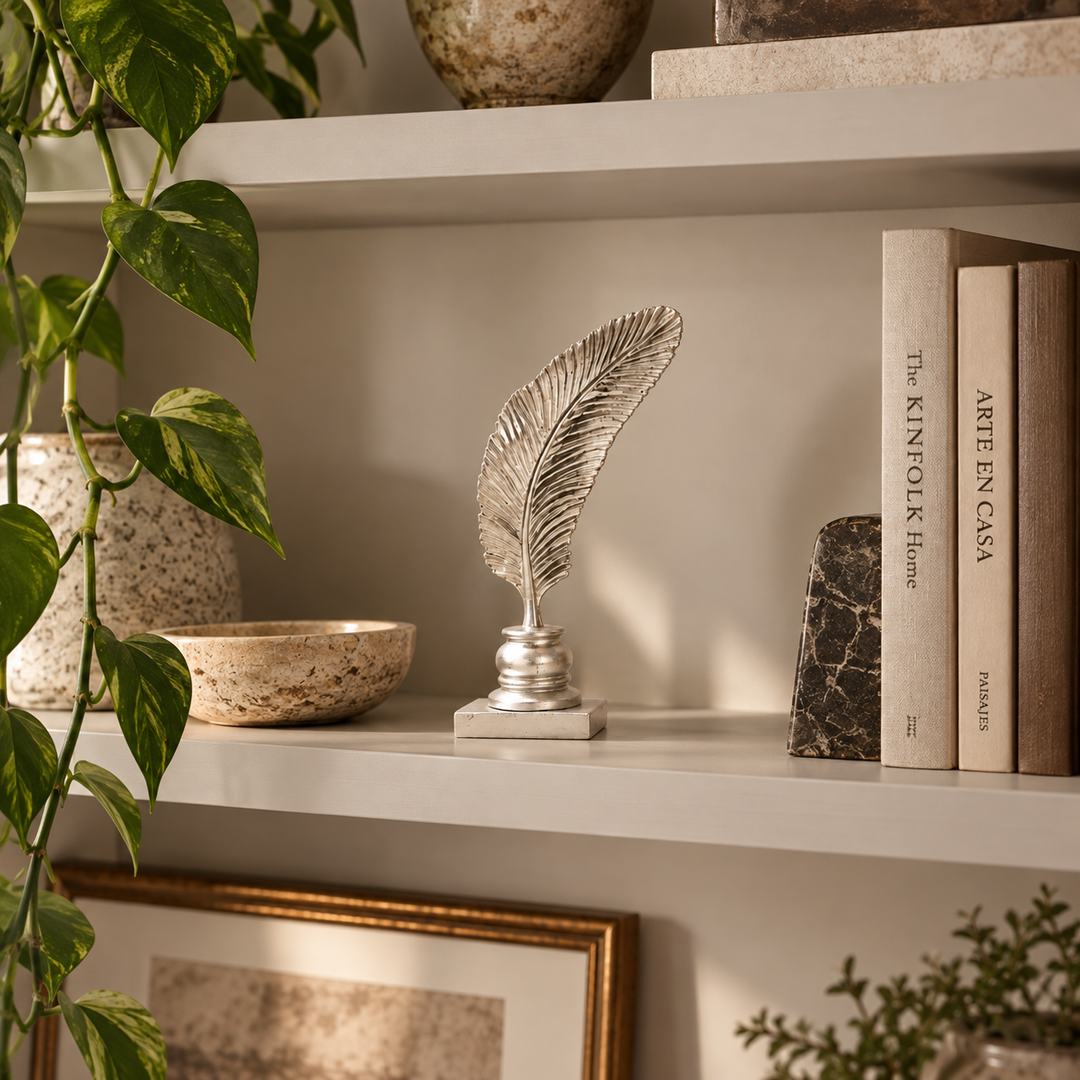 Pluma decorativa plateada  CASONA DECO 