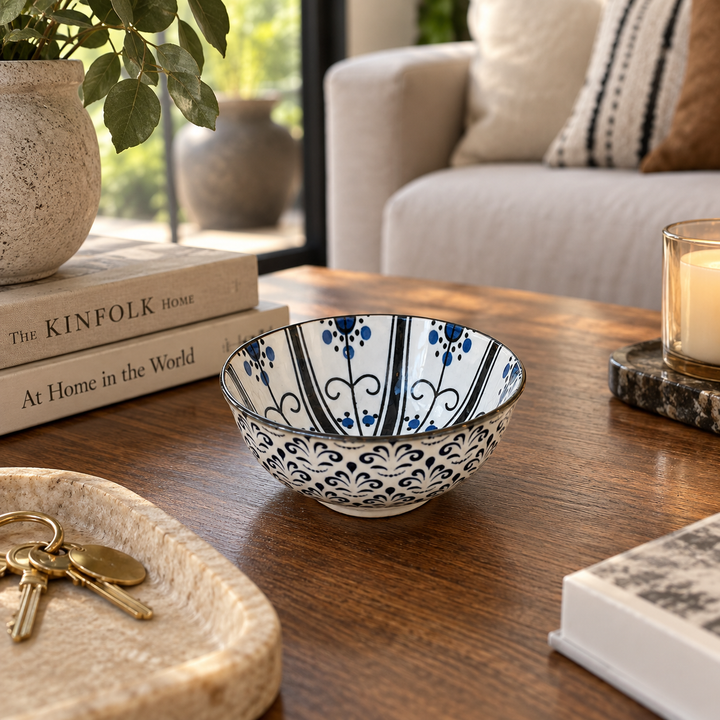 Pocillo Azul con blanco CASONA DECO