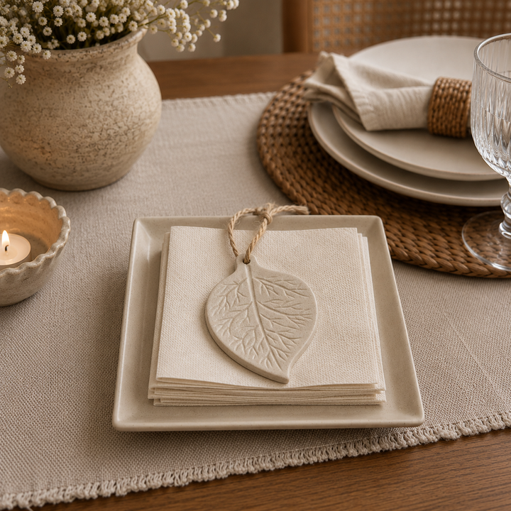 Servilletero de cerámica hoja CASONA DECO decoración 
