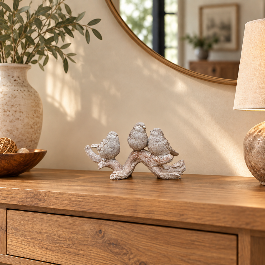 Trío de pajaritos sobre rama CASONA DECO 