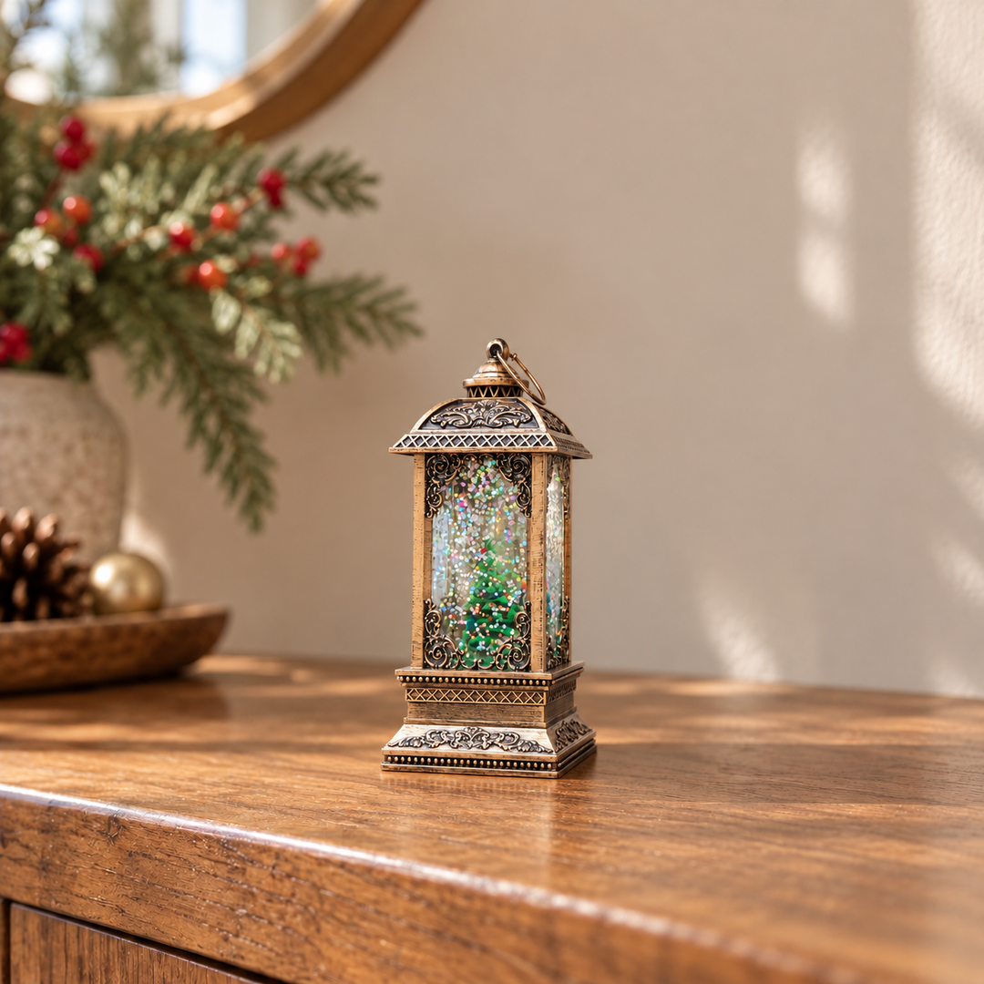 Farol navideño color bronce árbol de Navidad 