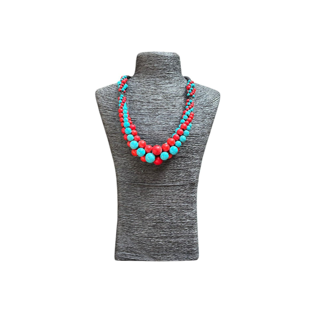 Collar Soka color coral/turquesa