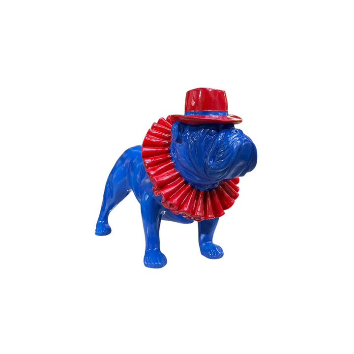 Perro Bulldog ingles azul con rojo