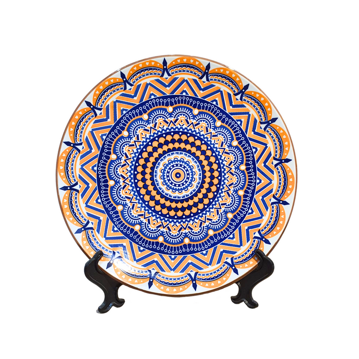 Plato Mandala Naranja Azul M6-1