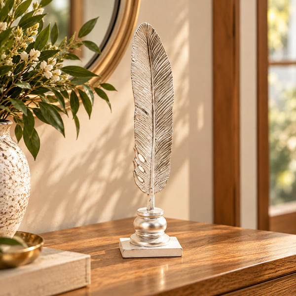 Pluma decorativa color Plata