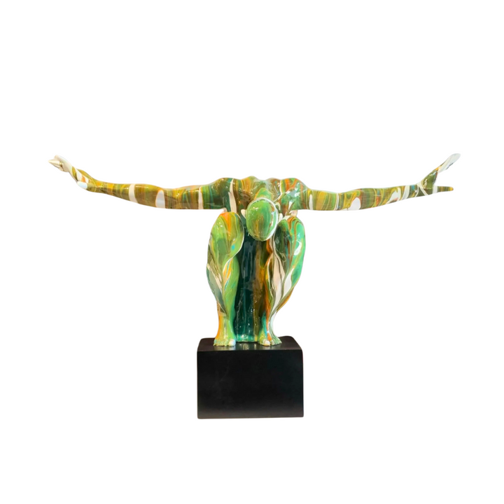Escultura hombre brazos extendidos Verde Multicolor XXL