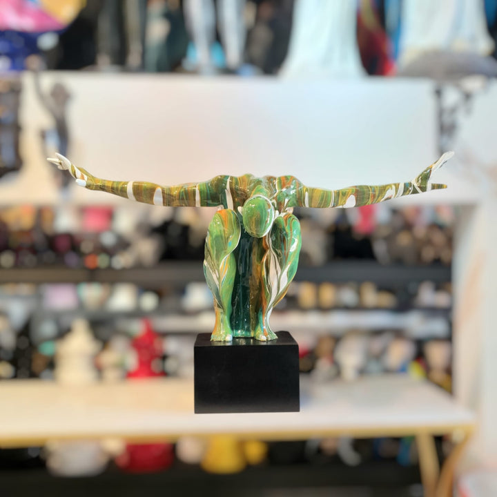 Escultura hombre brazos extendidos Verde Multicolor XXL