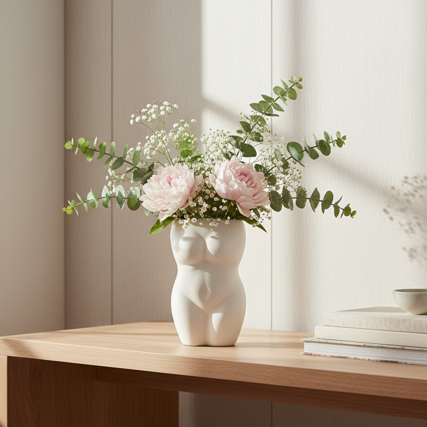 Florero Silueta Femenina color Blanco