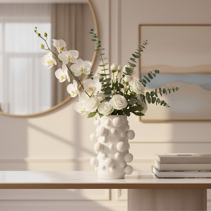 Florero burbujas color blanco