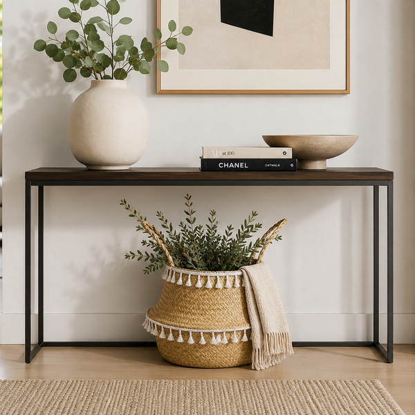 Canasto decorativo con flecos