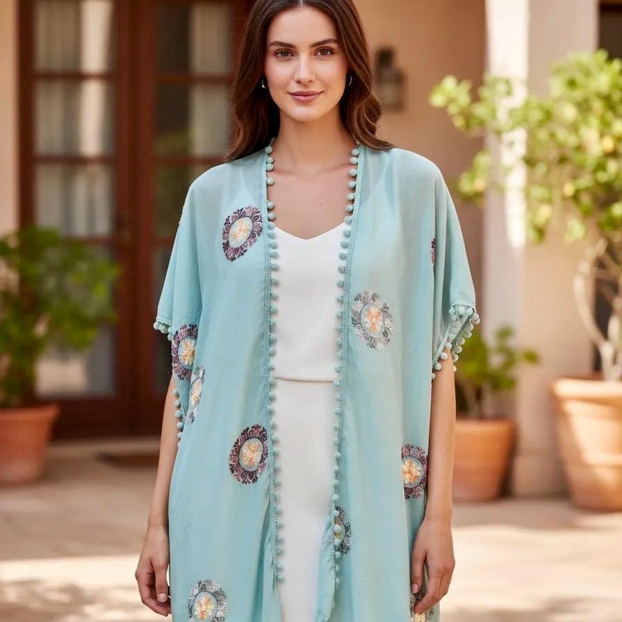 Kimono serena color verde agua