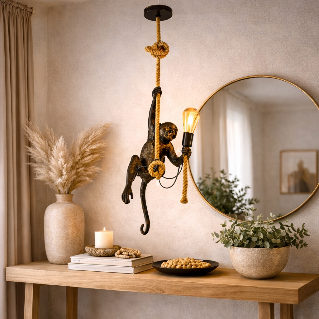Lampara Mono Colgando Negro