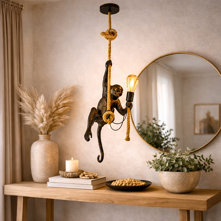 Lampara Mono Colgando Negro