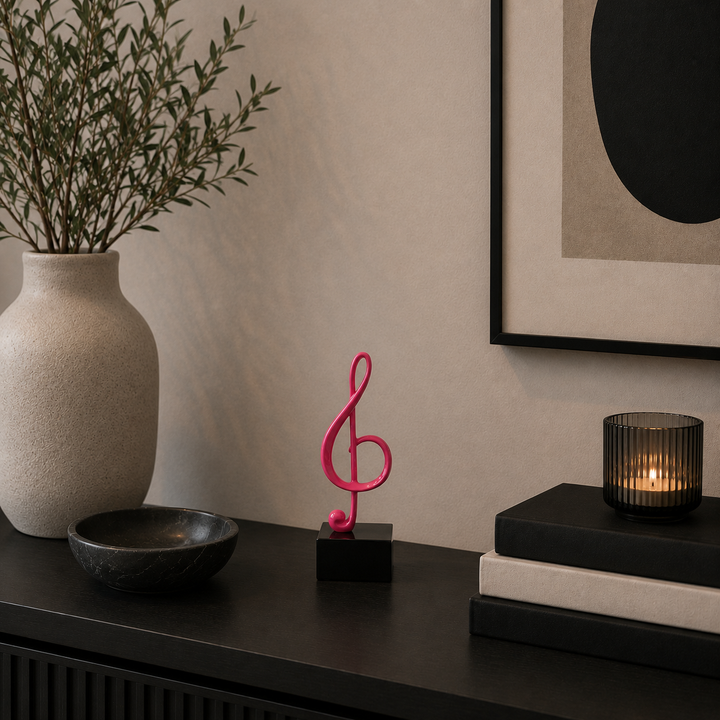 Llave de Sol decorativa en resina rosada Casona Deco