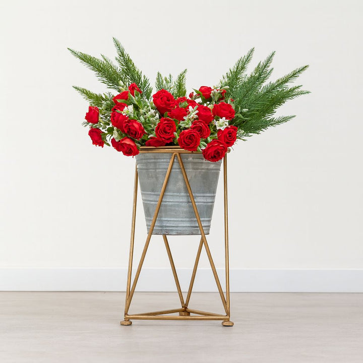 Maceta Plateada con Dorado M