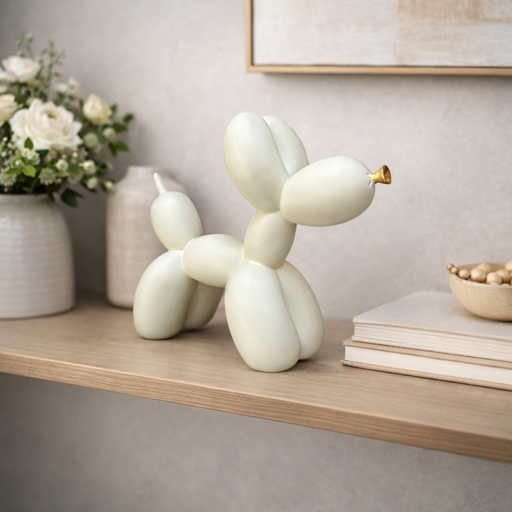 Perro Globo Beige Nudo Dorado