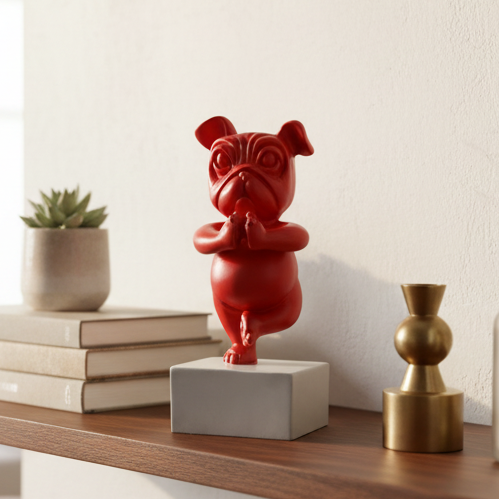 Perro Pug haciendo Yoga color Rojo