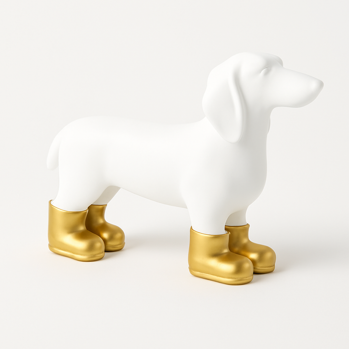 Perro Salchicha Botas Doradas