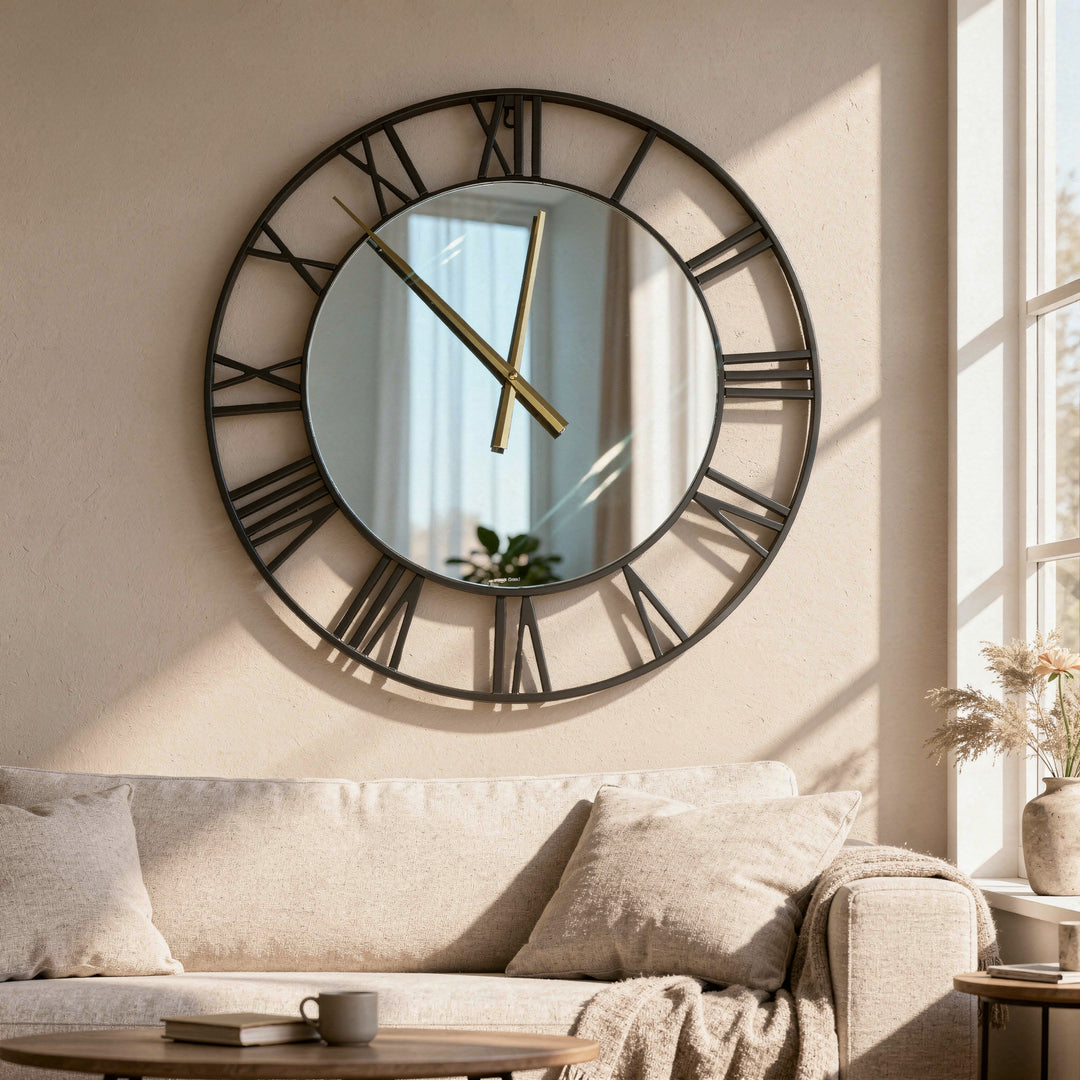 Reloj con espejo color negro OUTLET