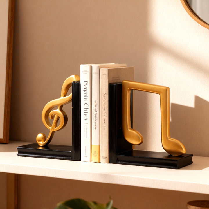 Sujetalibros Notas Musicales color Dorado