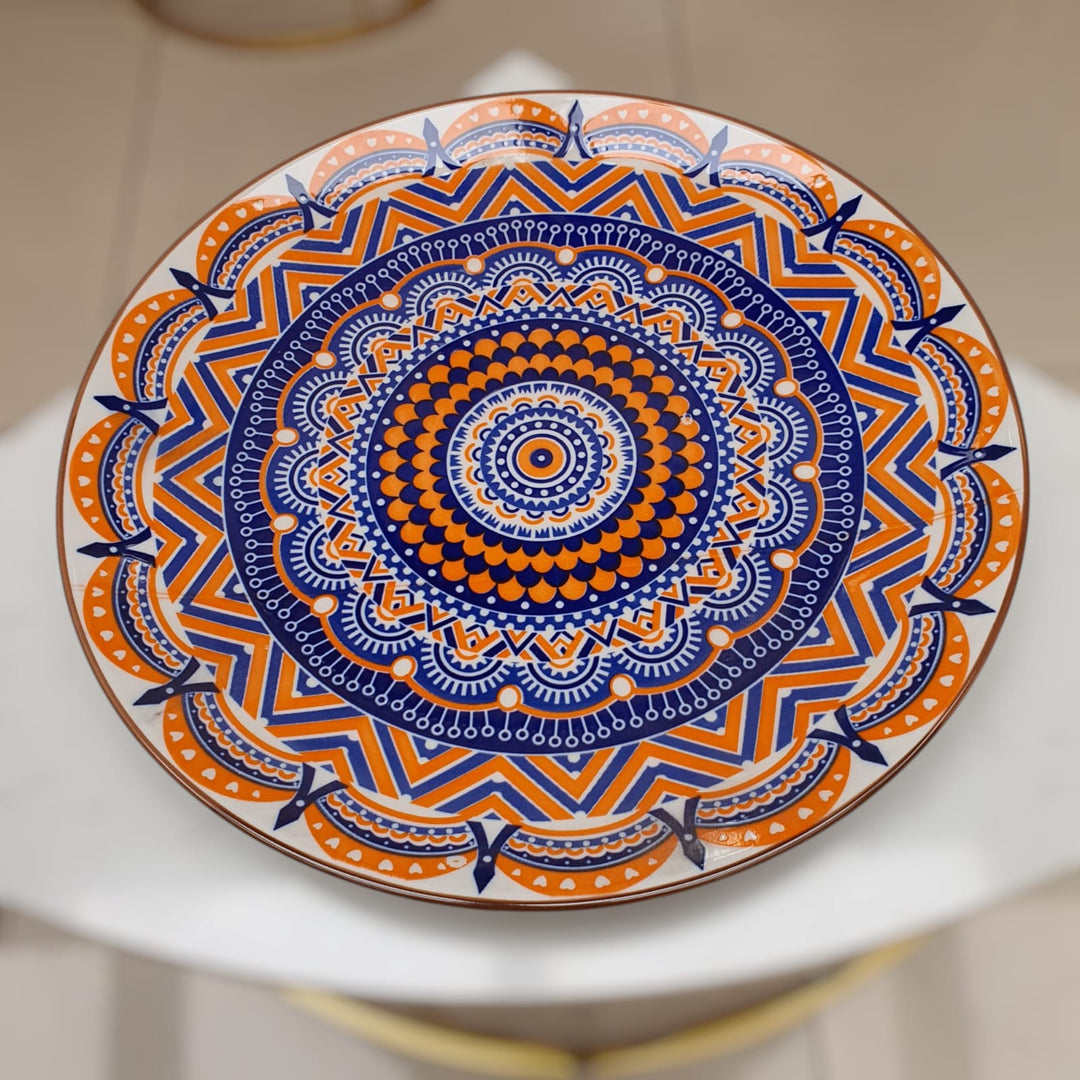 Plato Mandala Naranja Azul