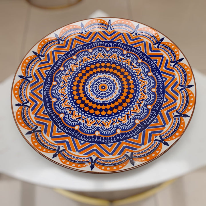 Plato Mandala Naranja Azul