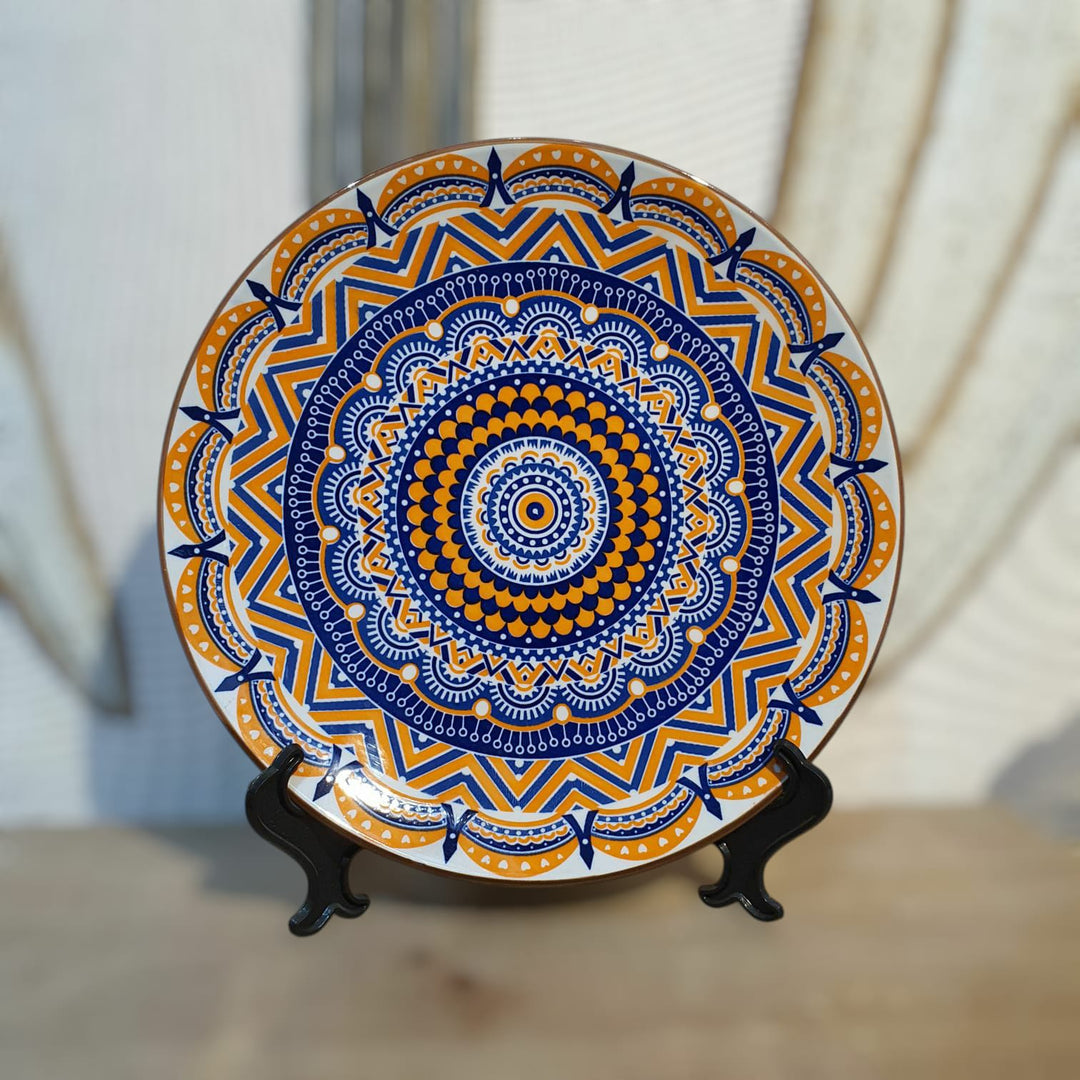 Plato Mandala Naranja Azul