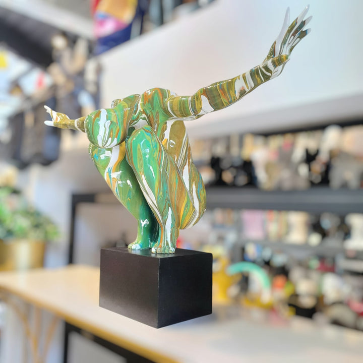 Escultura hombre brazos extendidos Verde Multicolor XXL