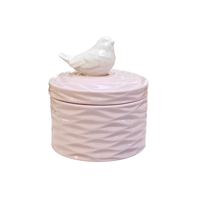 Contenedor de pajarito color rosado