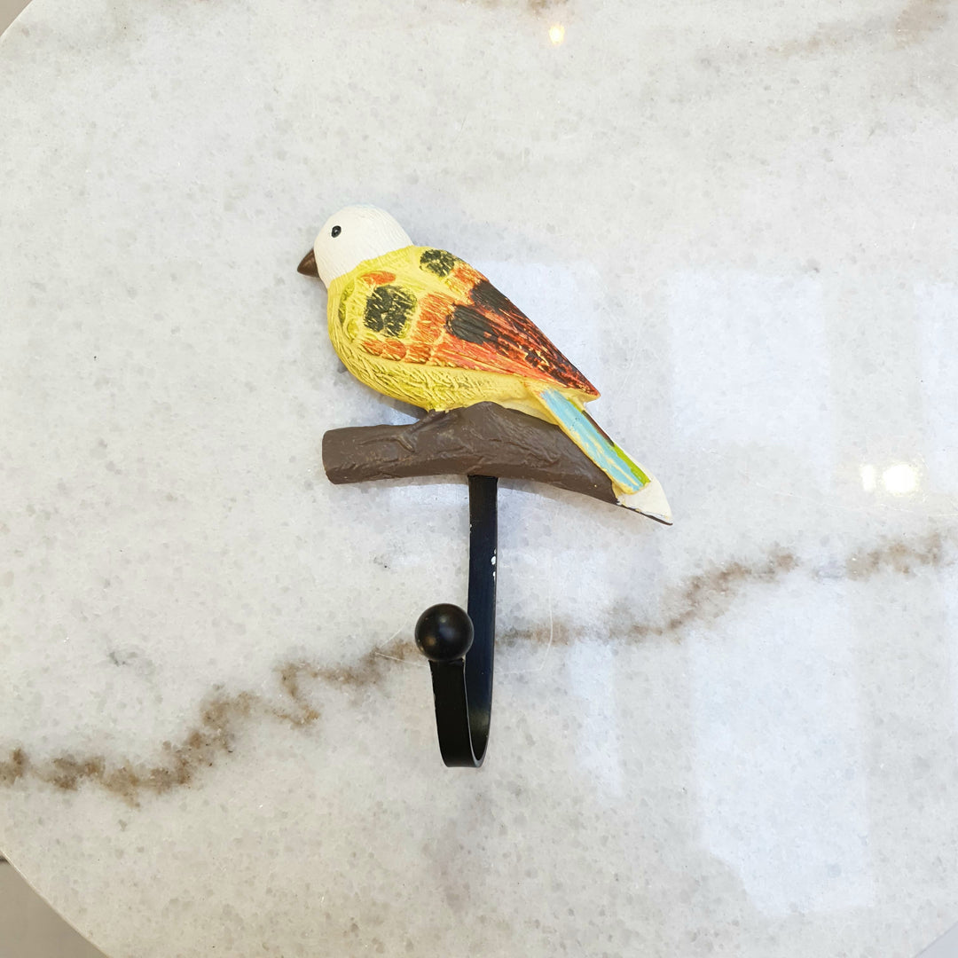 Percha pajarito color blanco con amarillo